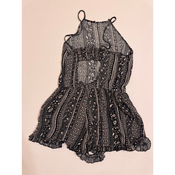 American Eagle Women's Black/White Romper Gold Embellishments Size M Viscose - Picture 3 of 6